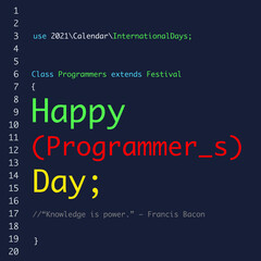 Happy Programmers Day 2021 Background Greetings Flat Design Editor Mode. EPS 10 Editable Stroke