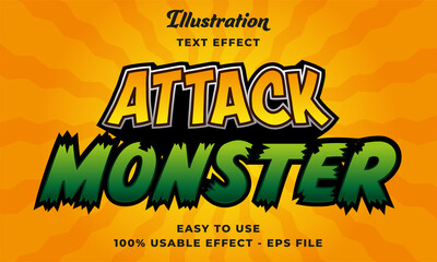 editable attack monster vector text effect with modern style design 