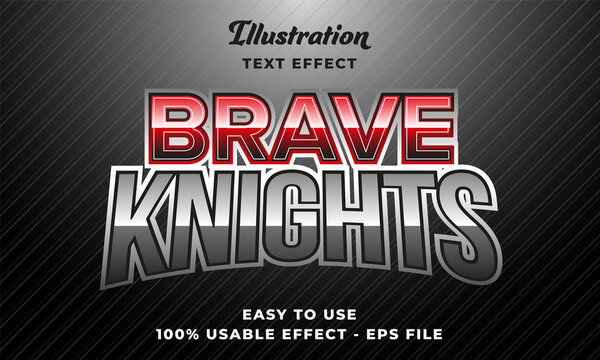 editable brave knights vector text effect with modern style design 