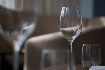 empty wine glass with blur background
