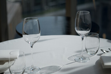 empty wine glass with blur background
