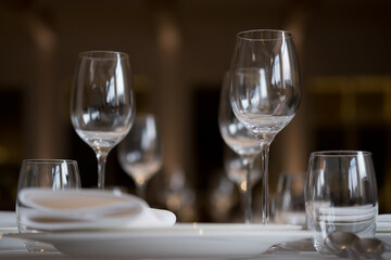 empty wine glass with blur background
