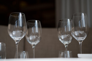 empty wine glass with blur background
