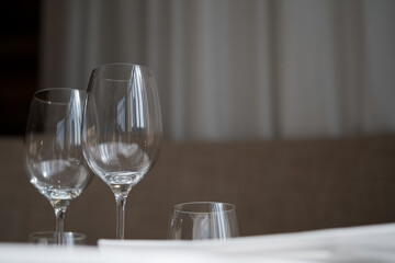 empty wine glass with blur background
