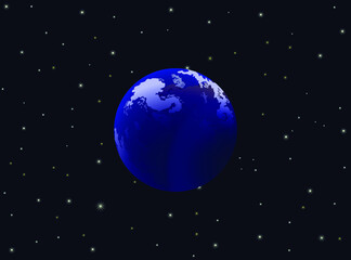 Blue earth in space vector illustration