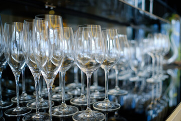 empty wine glass with blur background
