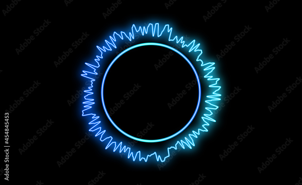 Aufkleber abstract round geometric shapes with neon style for symbol, technology and text space. vector