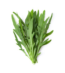 wild rocket leaves isolated on white backbground