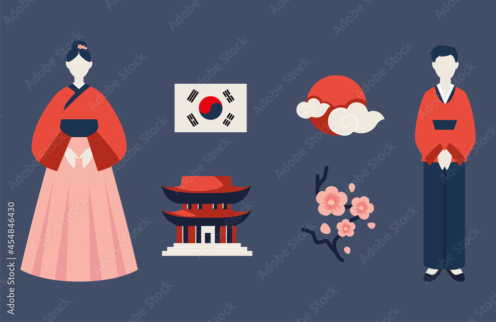 Poster korean icons set