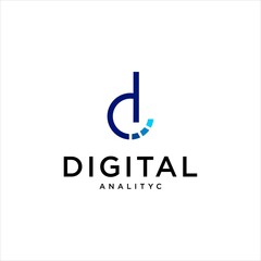 Modern Digital Letter D Logo Design, Featuring Analytic and Tech Elements for Business and Network Branding
