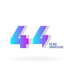 44 th anniversary event party. Vector illustration. numbers template for Celebrating.
