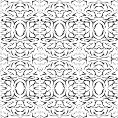 Black paint brush strokes vector seamless pattern. Hand drawn curved and wavy lines with grunge circles. brush scribbles decorative texture. Messy doodles, bold curvy lines illustration.