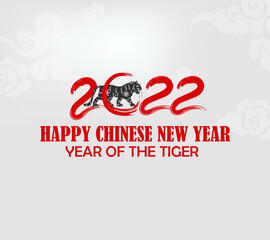 Fototapeta na wymiar Chinese new year 2022 year of the tiger red and gold flower.
