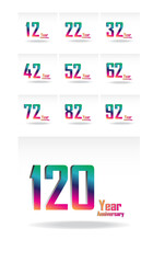 Year Anniversary Set Elegant Vector Template Design Illustration