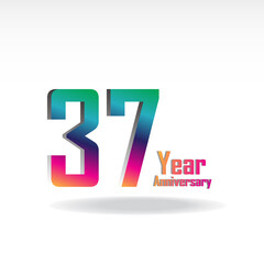 37 th anniversary event party. Vector illustration. numbers template for Celebrating.