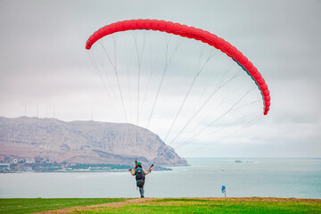 paragliding in the sky, Lima, Perú, paisaje