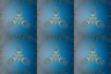 Seamless pattern with interesting doodles on colorfil background. Pano. Raster illustration.