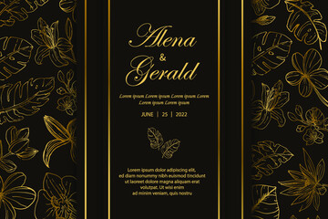 Beautiful hard cover luxury gold wedding card invitation