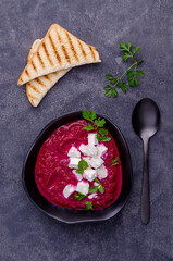 Beet cream soup with feta