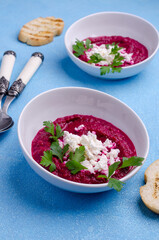 Beet cream soup with feta