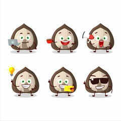 Manchurian walnut cartoon character with various types of business emoticons