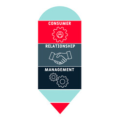 CRM - Consumer Relationship Management acronym. business concept background.  vector illustration concept with keywords and icons. lettering illustration with icons for web banner, flyer, landing 
