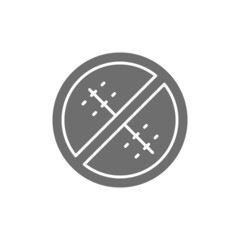 Forbidden sign with a medical seam, without surgical sutures grey icon.