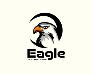 circle eagle hawk falcon bird head logo template illustration inspiration