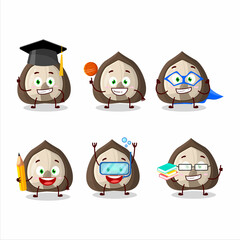 School student of manchurian walnut cartoon character with various expressions