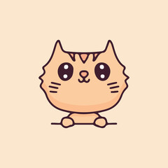 Kawaii cat cartoon vector peeking. Perfect for Nursery kids, greeting card, baby shower girl, fabric design.