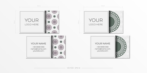 Set of business cards. Vintage pattern in modern style with cyclamen plants and cicadas. Vector