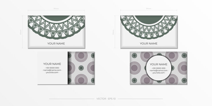 Set of business cards. Vintage pattern in modern style with cyclamen plants and cicadas. Vector