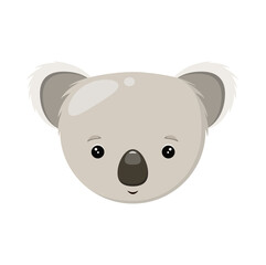 The head of a cute koala on a white background. Children's illustration of an animal in a cartoon style.