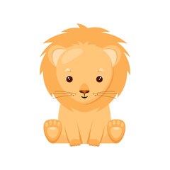 Cute lion on a white background. Children's illustration of an animal in a cartoon style.