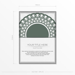 Invitation card design with space for your text and vintage patterns. Luxurious Vector Ready-to-Print White Color Postcard Design with Dark Greek Patterns.