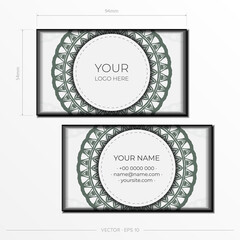 Vector Invitation card template with place for your text and vintage ornaments. Luxurious white postcard design with dark greek ornaments.