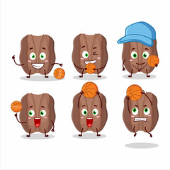 Talented pecans cartoon character as a basketball athlete