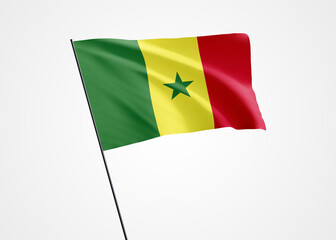 Senegal flag flying high in the white isolated background. April 04 Senegal independence day. World national flag collection world national flag collection