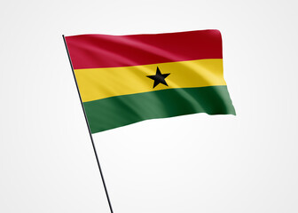 Ghana flag flying high in the white isolated background. March 06 Ghana independence day. World national flag collection world national flag collection