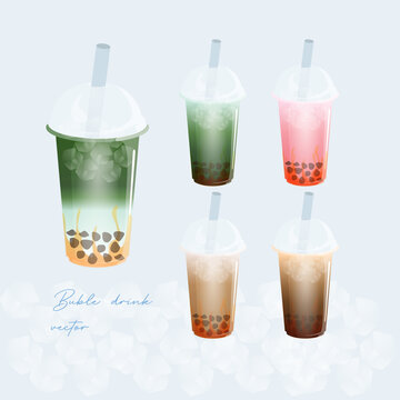 drink cup bubble various flavors vector illustration