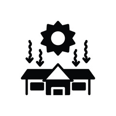 Black solid icon for heated