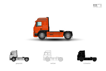 Insulated orange truck. Semi-trailer truck
