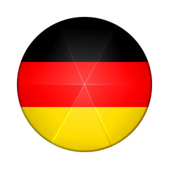 Glass light ball with flag of Germany. Round sphere, template icon. German national symbol. Glossy realistic ball, 3D abstract vector illustration highlighted on a white background. Big bubble