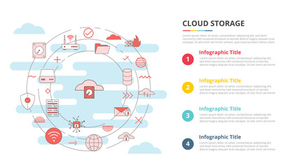 cloud storage concept for infographic template banner with four point list information