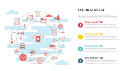 cloud storage concept for infographic template banner with four point list information
