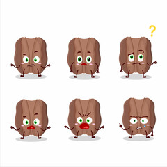 Cartoon character of pecans with what expression