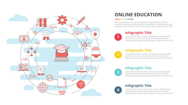 online education concept for infographic template banner with four point list information