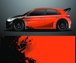 Rally car decal graphic wrap vector, abstract background
