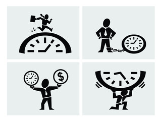 Business time management, time pressure, work deadline concept icons