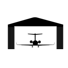 Hangar icon on white background. Hangar for airplanes sign. airport hangar symbol. Aircraft Hangar logo. flat style.